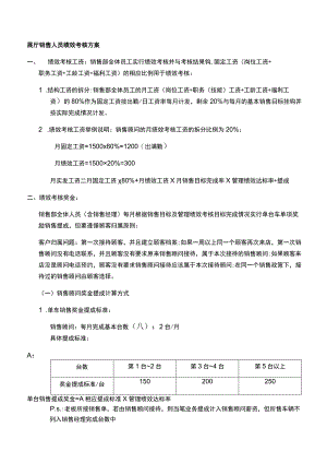 展厅销售人员绩效考核方案.docx