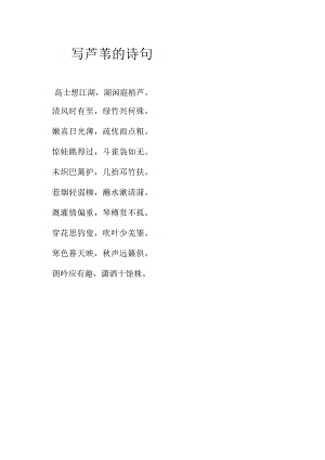 写芦苇的诗句.docx