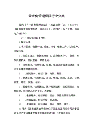 需求侧管理保限行业分类.docx