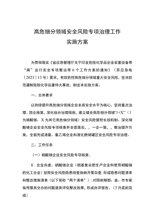 高危细分领域安全风险专项治理工作实施方案.docx