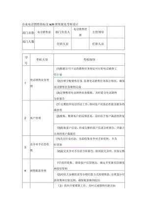 企业电话销售指标及KPI绩效量化考核设计.docx