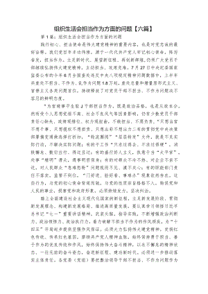 组织生活会担当作为方面的问题【六篇】.docx