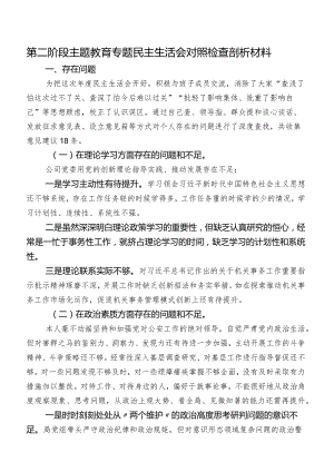 第二阶段集中教育专题民主生活会对照检查剖析材料.docx