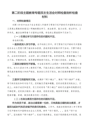 第二阶段学习教育专题民主生活会对照检查剖析检查材料.docx