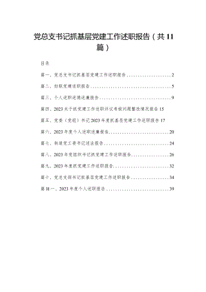 （11篇）党总支书记抓基层党建工作述职报告供参考.docx