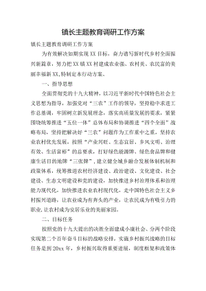 镇长主题教育调研工作方案.docx