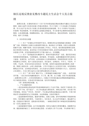 镇长巡视反馈意见整改专题民主生活会个人发言提纲.docx