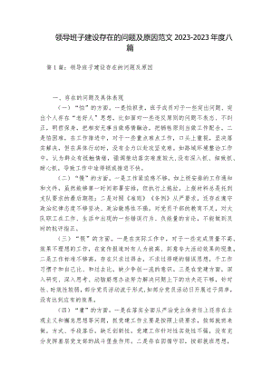 领导班子建设存在的问题及原因范文2023-2023年度八篇.docx