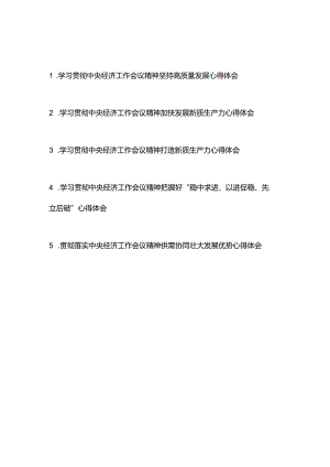 贯彻落实中央经济工作会议精神心得体会5篇.docx