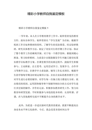 精彩小学教师自我鉴定模板.docx