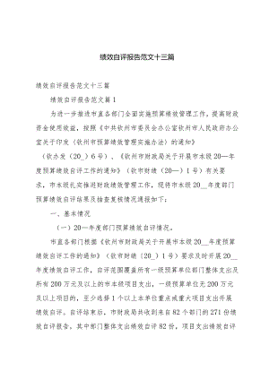 绩效自评报告范文十三篇.docx
