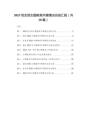 （10篇）党支部专题教育开展情况总结汇报.docx