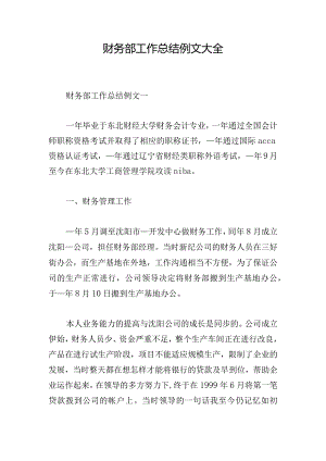 财务部工作总结例文大全.docx