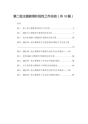 第二批专题教育阶段性工作总结10篇供参考.docx