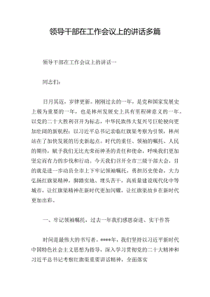 领导干部在工作会议上的讲话多篇.docx