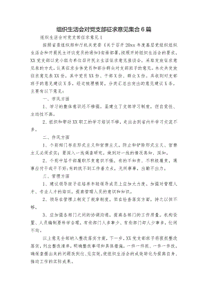 组织生活会对党支部征求意见集合6篇.docx