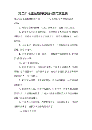 第二阶段主题教育检视问题范文三篇.docx