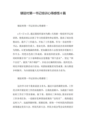 镇驻村第一书记培训心得感悟6篇.docx