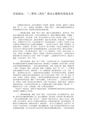 经验做法：“三聚焦三到位”推动主题教育落地见效.docx