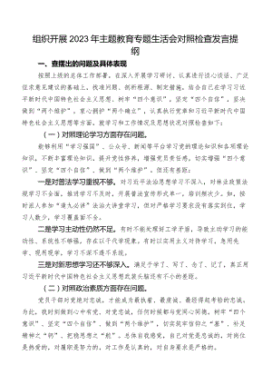 组织开展2023年集中教育专题生活会对照检查发言提纲.docx