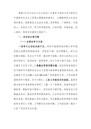 高校党委书记2023年教育专题民主生活检查材料范文.docx