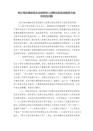 统计局在确保党永远保持同人民群众的血肉联系方面存在的问题.docx