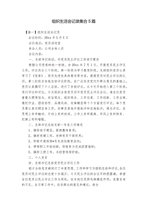 组织生活会记录集合5篇.docx