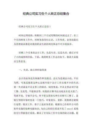 经典公司实习生个人转正总结集合.docx