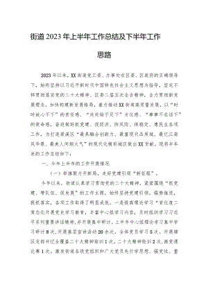 街道2023年上半年工作总结及下半年工作思路(20230904).docx