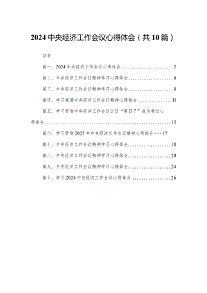 （10篇）2023中央经济工作会议心得体会最新.docx