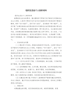 组织生活会个人剖析材料.docx