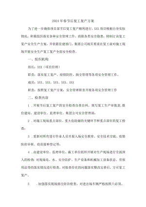 集团公司2024年春节节后复工复产方案 （汇编4份）.docx