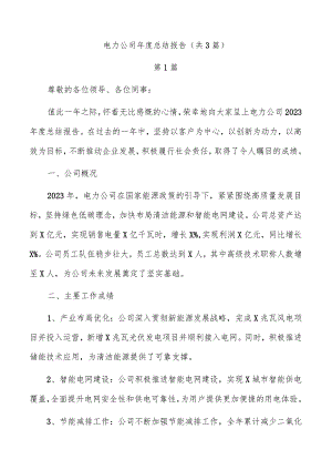 电力公司年度总结报告（共3篇）.docx