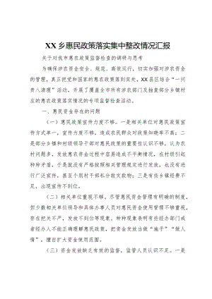 20XX年乡惠民政策落实集中整改情况汇报 (4).docx