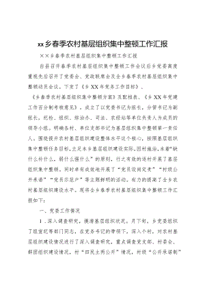 20XX年乡春季农村基层组织集中整顿工作汇报.docx