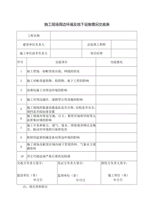 施工现场周边环境及地下设施情况交底表.docx