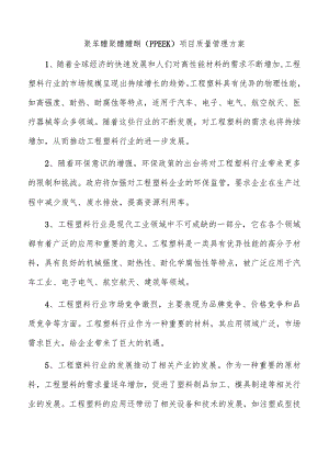 聚苯醚聚醚醚酮（PPEEK）项目质量管理方案.docx