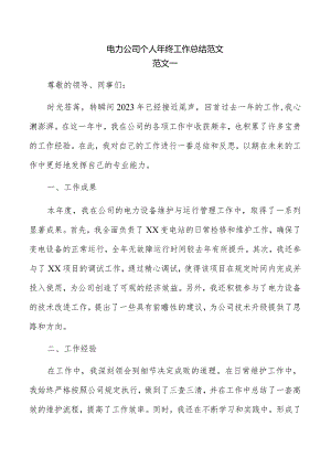 电力公司个人年终工作总结范文.docx