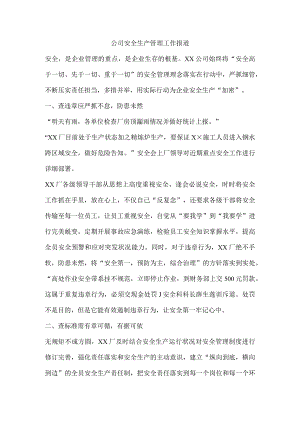 公司安全生产管理工作报道.docx