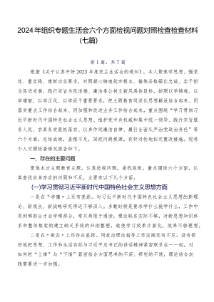 2024年组织专题生活会六个方面检视问题对照检查检查材料（七篇）.docx