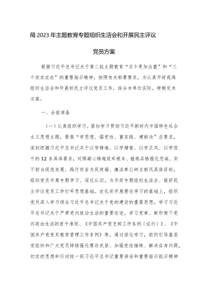 2023年主题教育专题组织生活会和开展民主评议党员方案范文.docx