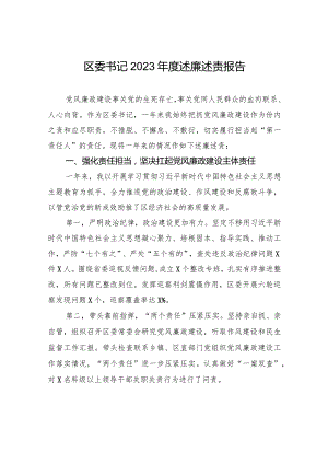 区委书记2023年度述廉述责报告.docx