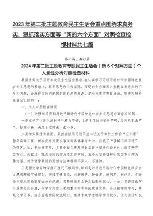 2023年第二批集中教育民主生活会重点围绕求真务实、狠抓落实方面等“新的六个方面”对照检查检视材料共七篇.docx