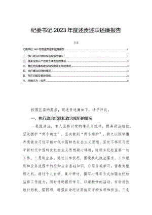 纪委书记2023年度述责述职述廉报告.docx