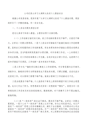 公司纪委大学习大调研大改进个人摆查发言.docx
