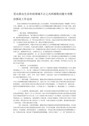 受灾群众生活补助领域不正之风和腐败问题专项整治情况工作总结.docx