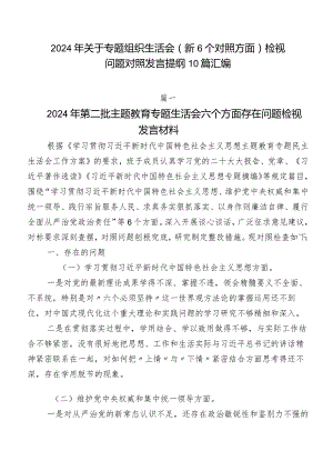 2024年关于专题组织生活会（新6个对照方面）检视问题对照发言提纲10篇汇编.docx