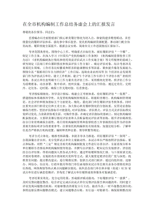 在全市机构编制工作总结务虚会上的汇报发言.docx