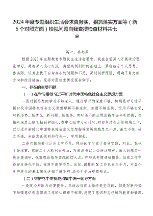 2024年度专题组织生活会求真务实、狠抓落实方面等（新6个对照方面）检视问题自我查摆检查材料共七篇.docx