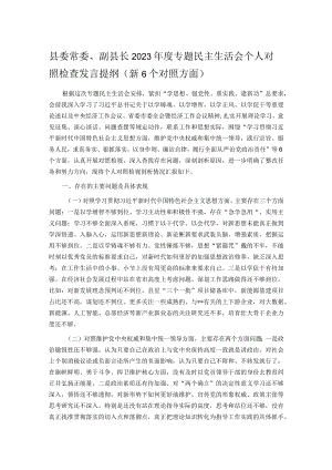 县委常委、副县长2023年度专题民主生活会个人对照检查发言提纲（新6个对照方面）.docx